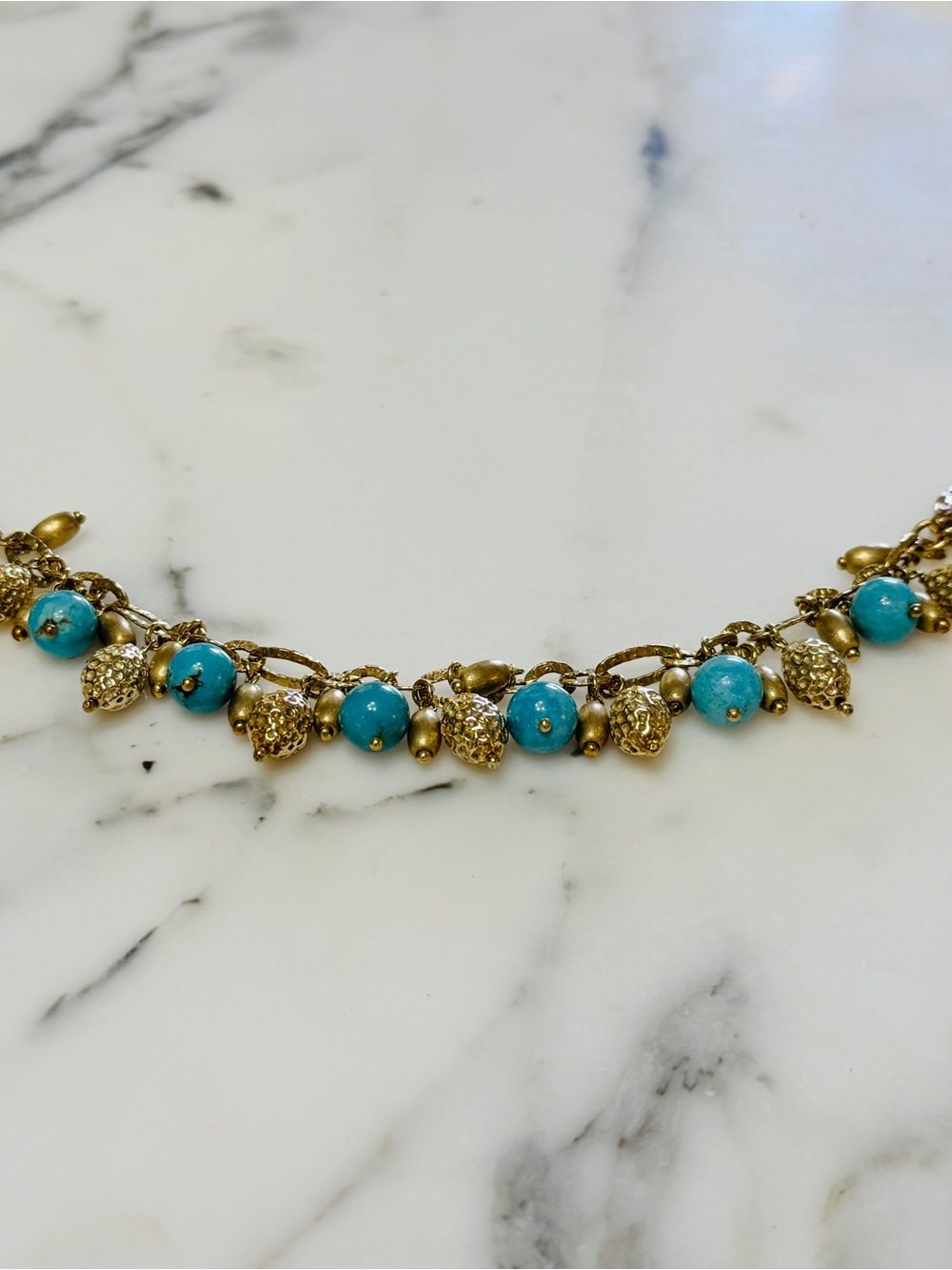 Etrusca Sterling Silver & 18K Gold Overlay Turquoise Charm Bracelet – Italy - Picture 14 of 15